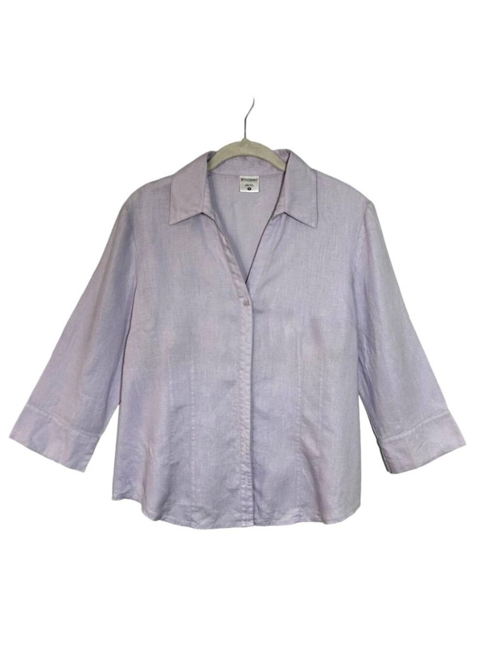 Motherhood Maternity 3/4 Sleeve Linen Button Up Shirt in Lt Purple - Size M